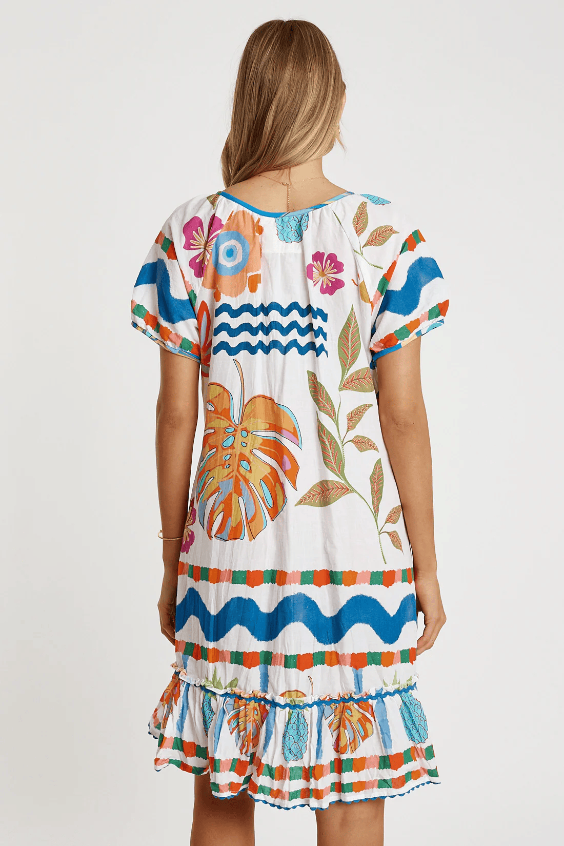 Lulalife Lulalife Tasmin Shirred Dress - White Lulalife Tasmin Shirred Dress - White Splash Swimwear Clothing