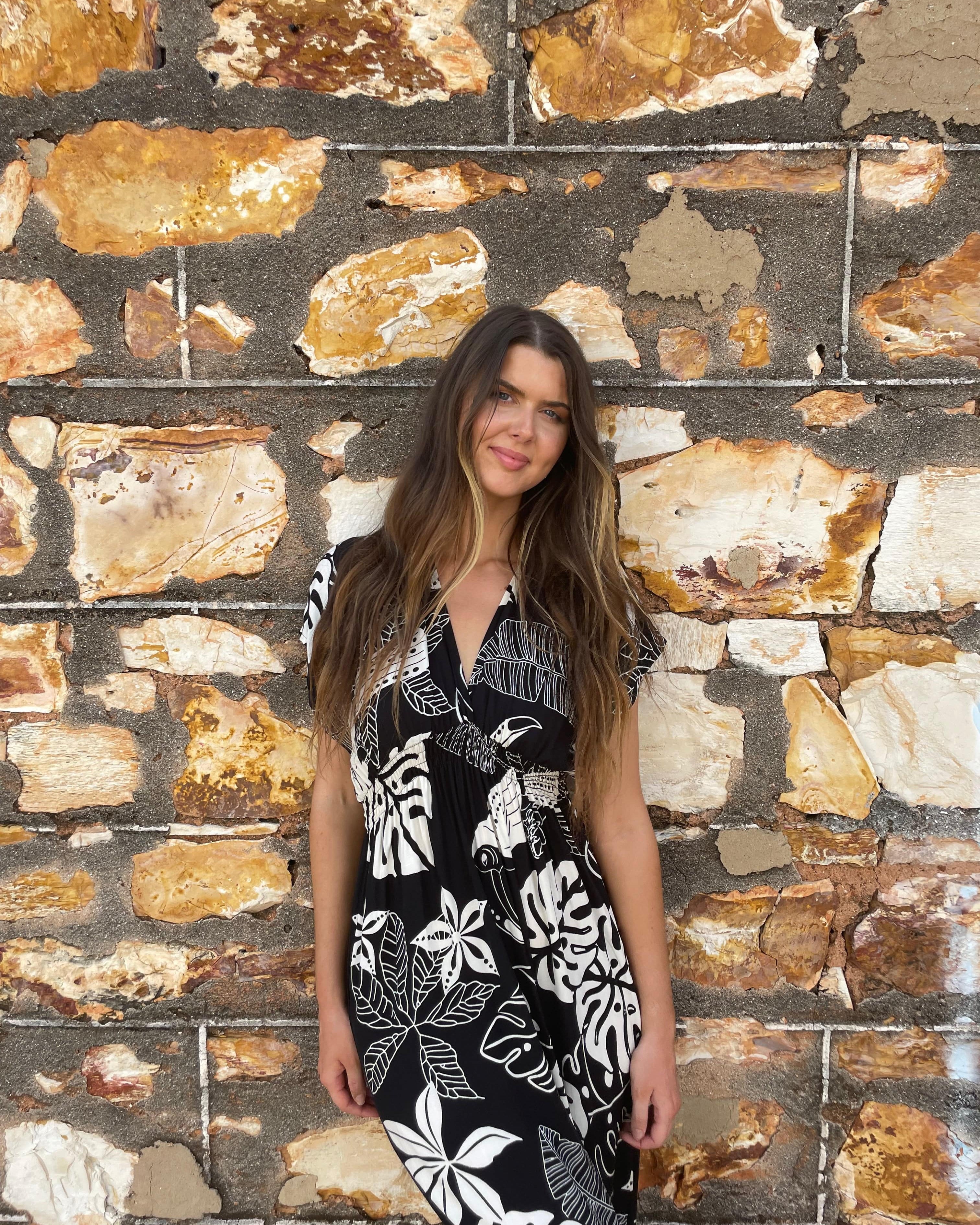 Lulu & Bird Bahama Beach Dress - Tropical Black Splash Swimwear Dresses O/S 1000019426
