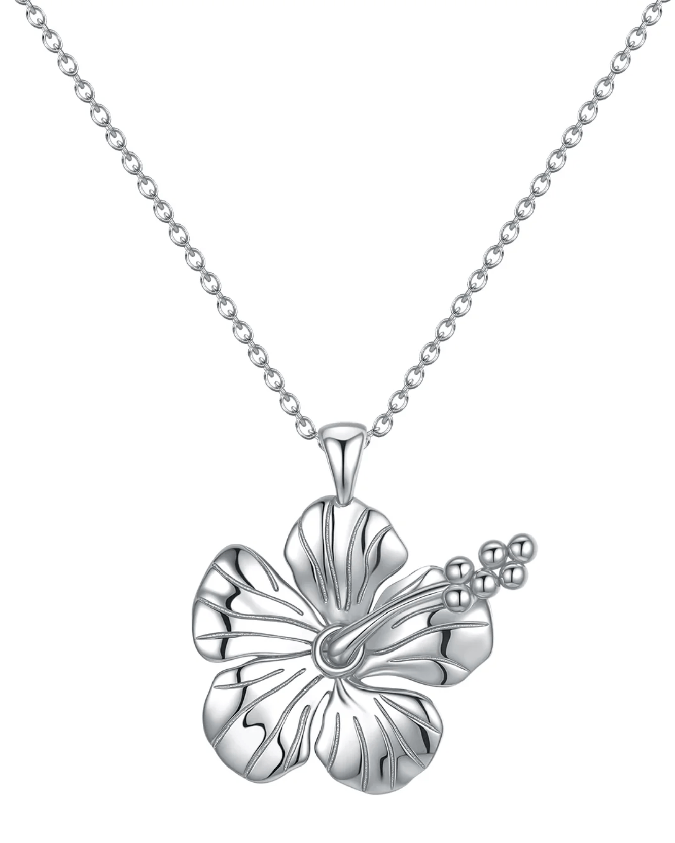 Malakai The Label Hibiscus Necklace - Silver HHN-144-SLV Hibiscus Necklace - Silver Splash Swimwear Accessories 1000029987