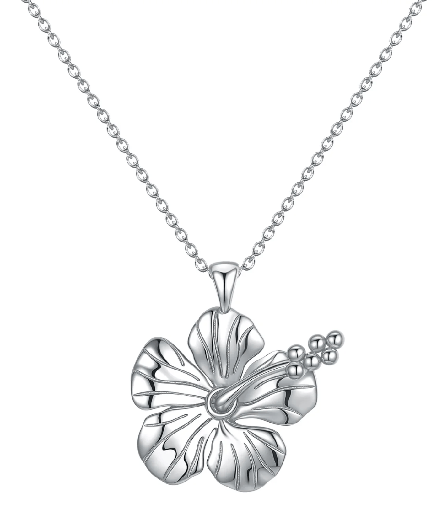 Malakai The Label Hibiscus Necklace - Silver HHN-144-SLV Hibiscus Necklace - Silver Splash Swimwear Accessories 1000029987