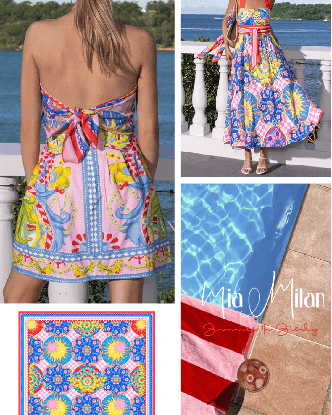 Mia Milani Mia Milani Sicily Square Scarf LPE742 Mia Milani Sicily Square Scarf Splash Swimwear O/S 1000028791