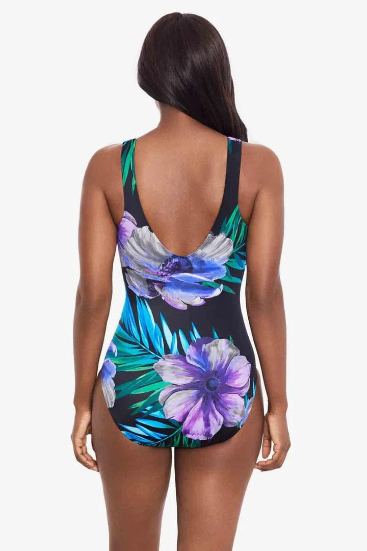 Miracle Suit Its A Wrap Underwire Tummy Control Swimsuit In Flora Aura - Black Multi Its A Wrap Underwire Tummy Control Swimsuit In Flora Aura - Black Multi Splash Swimwear One Pieces