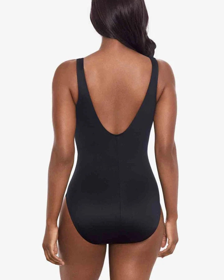 Miracle Suit Tribal Tigress Charmer V Neck Tummy Control Swimsuit - Black Multi 6552269 Tribal Tigress Charmer V Neck Tummy Control Swimsuit - Black Multi Splash Swimwear One Pieces 16