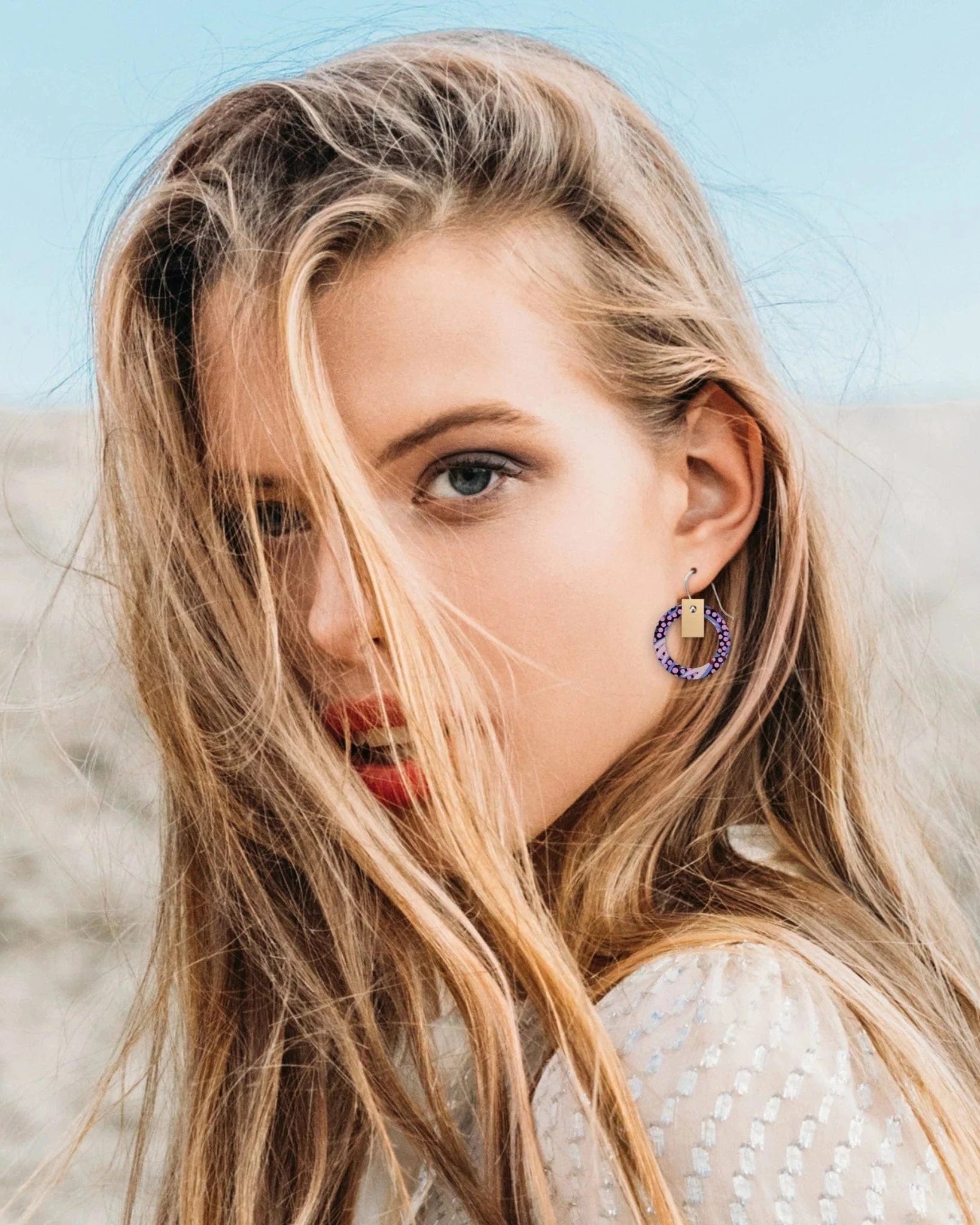Moe Moe Azeza Possum Dreamtime Bell Halo Pack Earrings Moe Moe Van Gogh Almond Blossoms Pippi Hoop Earrings Splash Swimwear EBHPDTAZ38