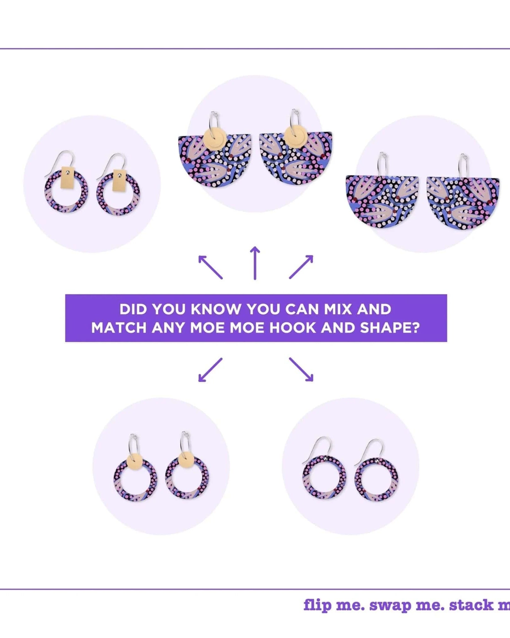 Moe Moe Azeza Possum Dreamtime Bell Halo Pack Earrings Moe Moe Van Gogh Almond Blossoms Pippi Hoop Earrings Splash Swimwear EBHPDTAZ38