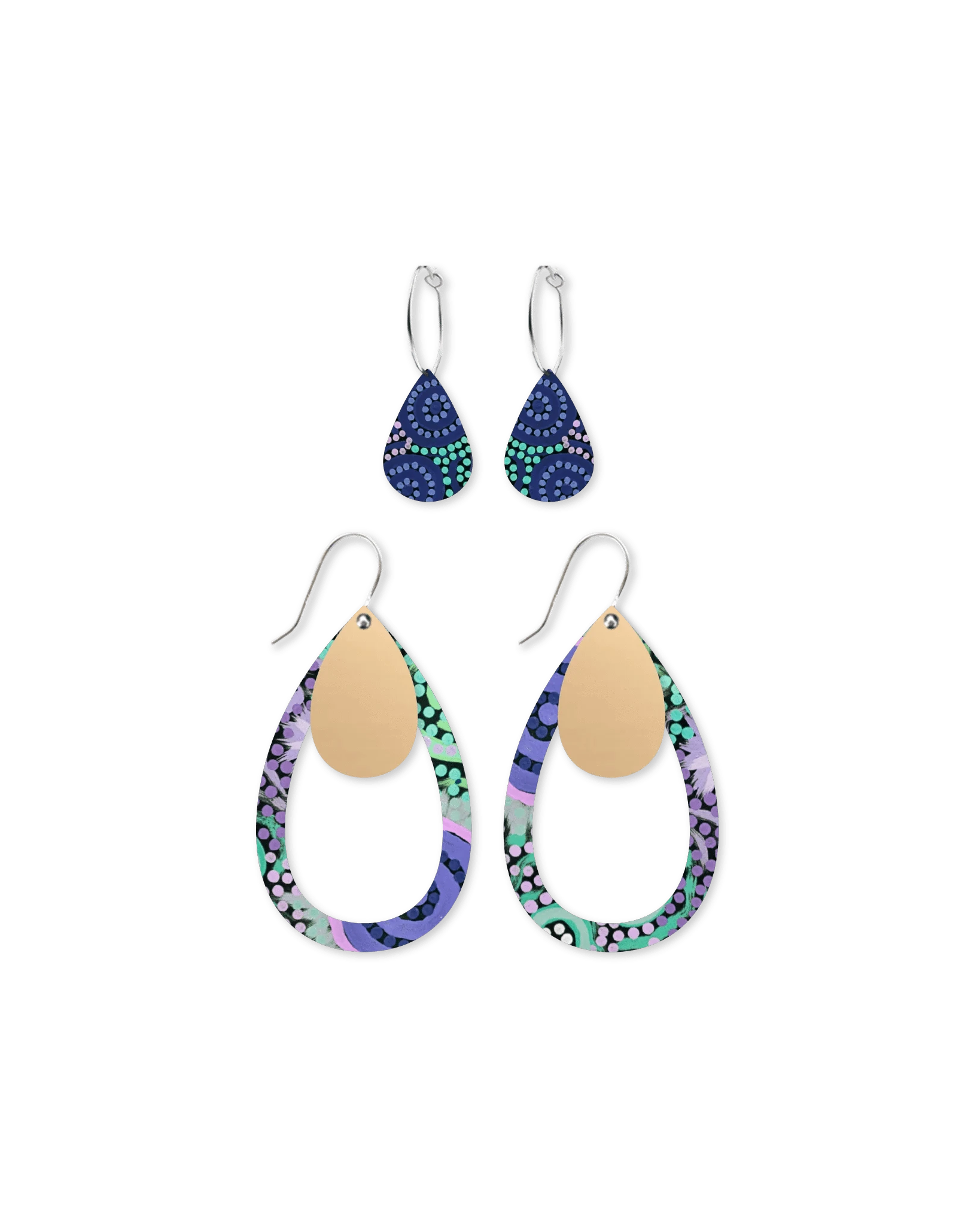 Moe Moe Azeza Possum Dreamtime Trinity Tear Pack Earings Moe Moe Van Gogh Almond Blossoms Pippi Hoop Earrings Splash Swimwear ETTPDTAZ38
