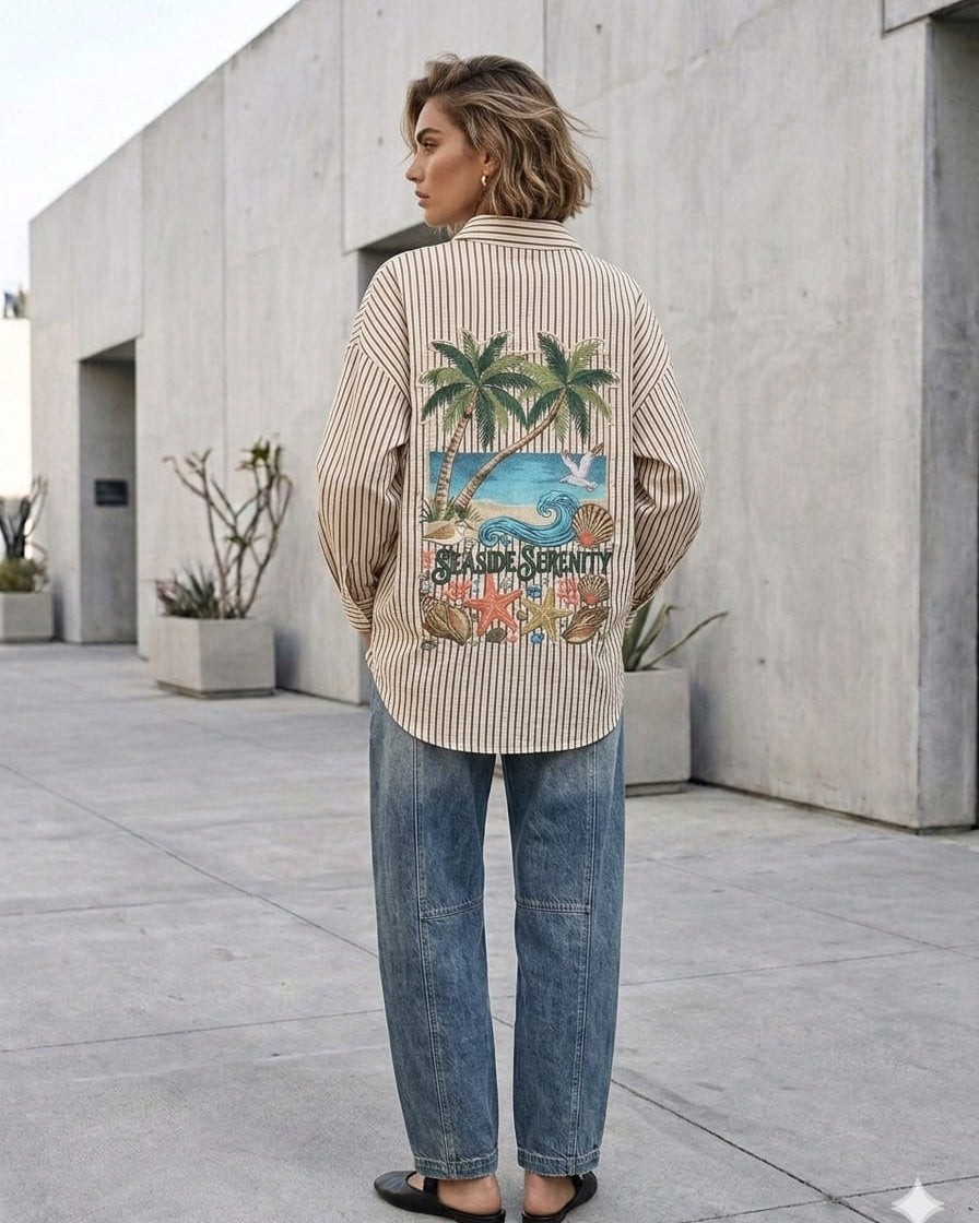 Mondara Mykonos Striped Shirt Mykonos Striped Shirt Splash Swimwear Shirt