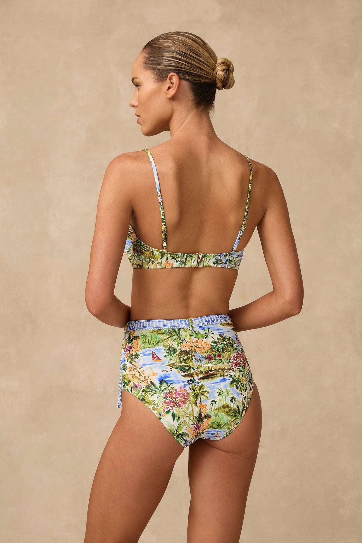 Monte & Lou Monte & Lou Costa High Waist Belted Retro Pant - Costa Monte & Lou Costa High Waist Belted Retro Pant - Costa Splash Swimwear Bikini Bottoms