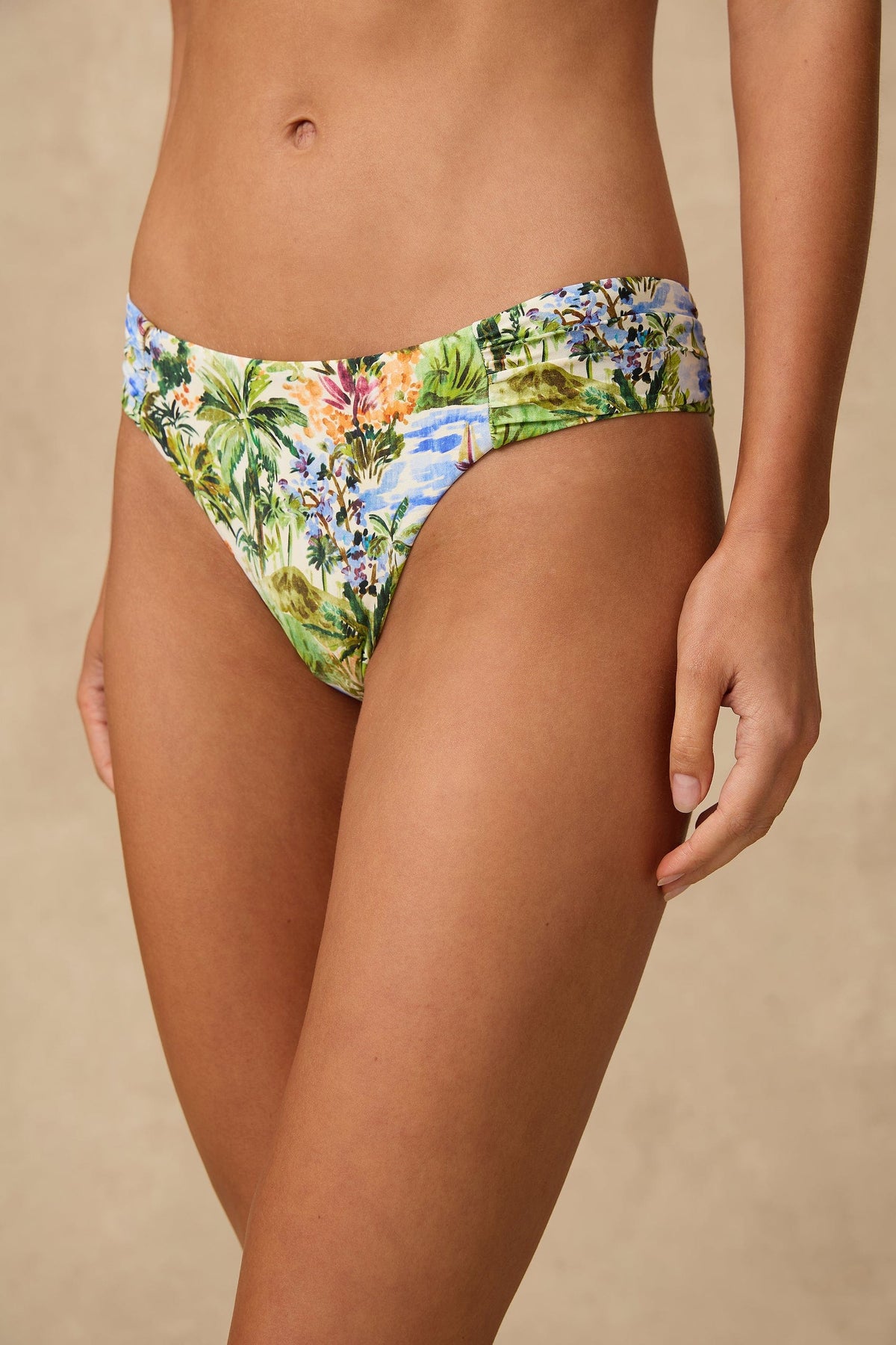 Monte & Lou Monte & Lou Costa Ruched Band Pant - Costa Monte & Lou Costa Ruched Band Pant - Costa Splash Swimwear Bikini Bottoms