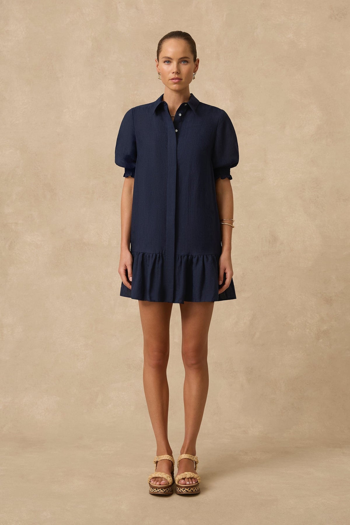 Monte & Lou Monte & Lou Separates Tiered Shirt Dress - Navy Monte & Lou Separates Tiered Shirt Dress - Navy | Australia Splash Swimwear Kaftans