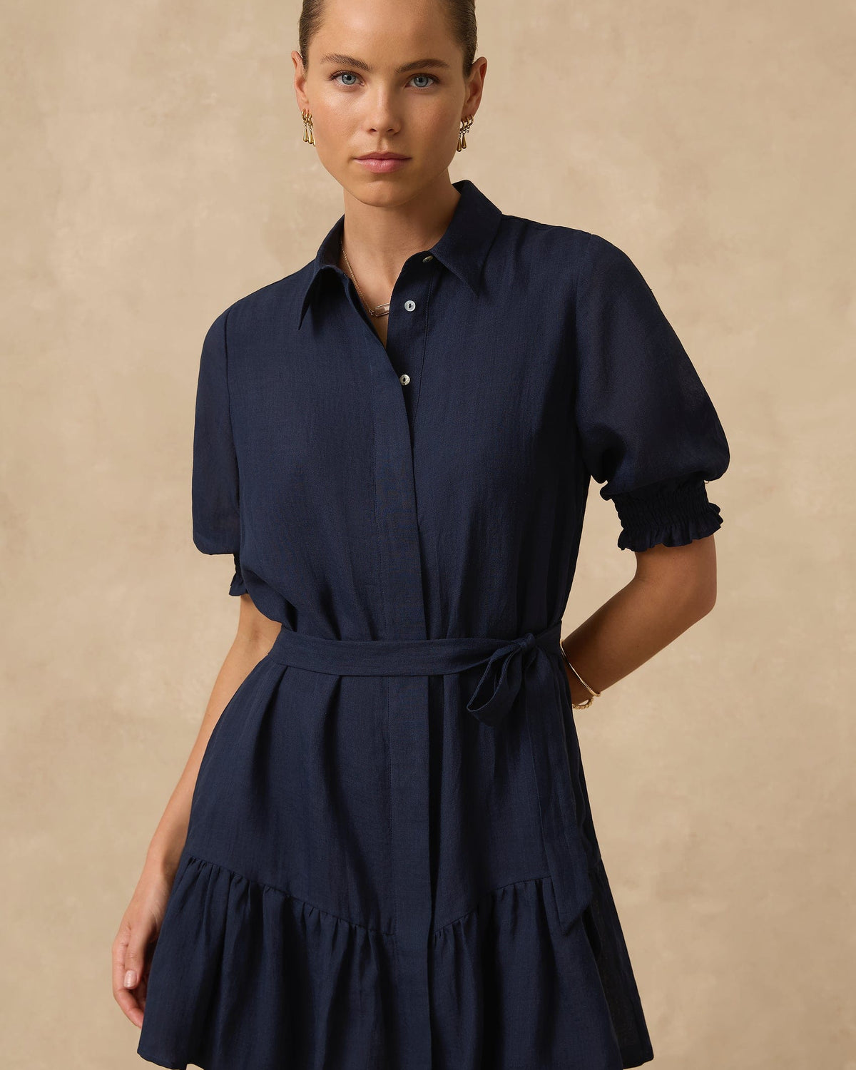 Monte & Lou Monte & Lou Separates Tiered Shirt Dress - Navy Monte & Lou Separates Tiered Shirt Dress - Navy | Australia Splash Swimwear Kaftans