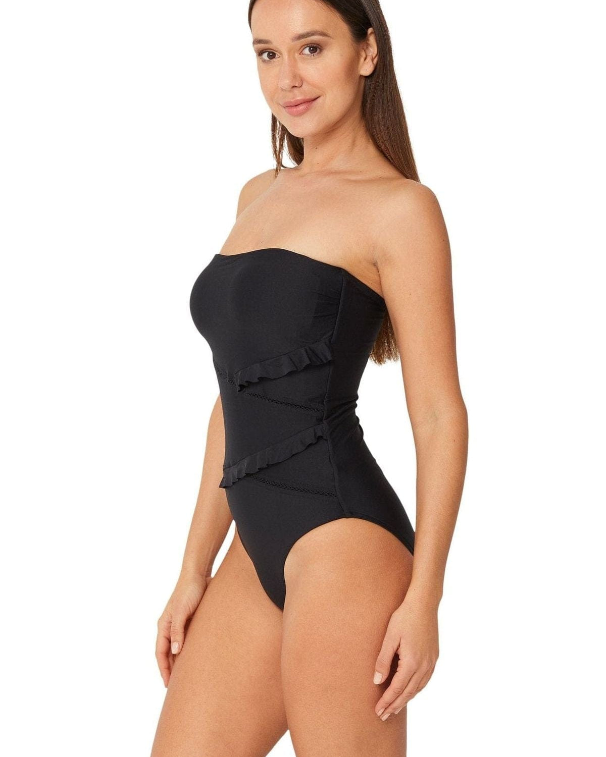 Monte & Lou Spliced Bandeau Maillot - Black* Spliced Bandeau Maillot Splash Swimwear Swim Dress, Tankini & One Piece