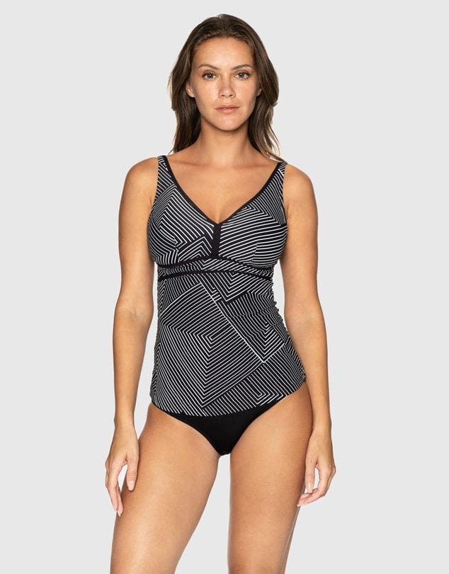 Nip Tuck Swim Nip Tuck Between The Lines Audrey Tankini Top - Black Nip Tuck Kakadu Joanne Tankini Top Splash Swimwear