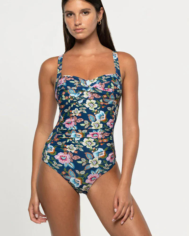 Nip Tuck Swim Nip Tuck Garden Gate Joanne Multifit Ruched Front One Piece - Navy Nip Tuck Garden Gate Joanne Multifit Ruched Front One Piece - Navy Splash Swimwear One Piece