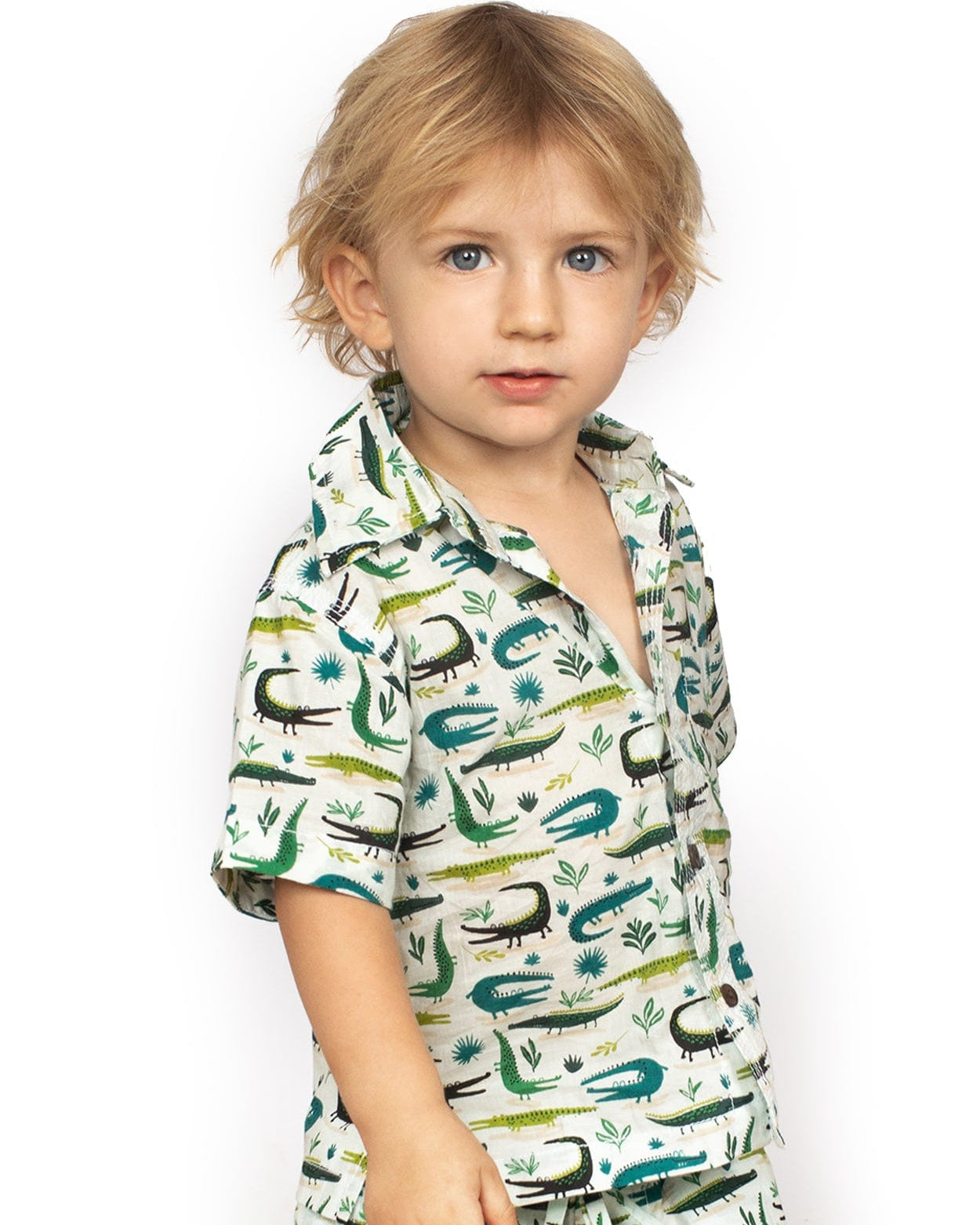 OM Designs kids Boys Cotton Shirt - Crocodiles