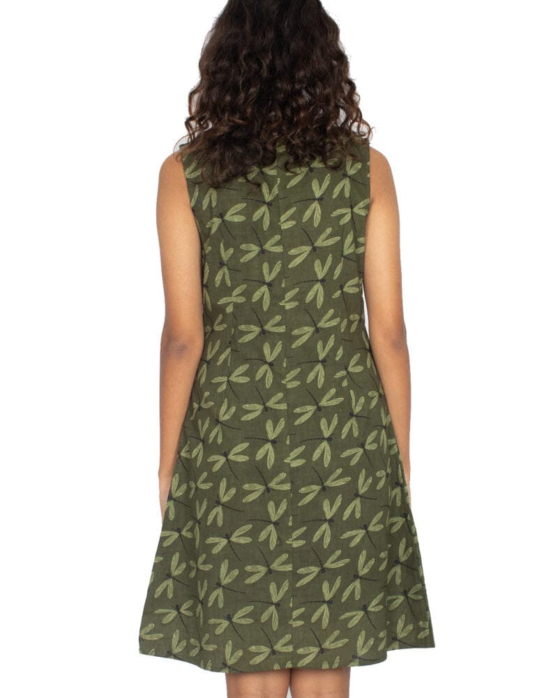 OM Designs Dresses Charly Dress - Olive Dragonfly