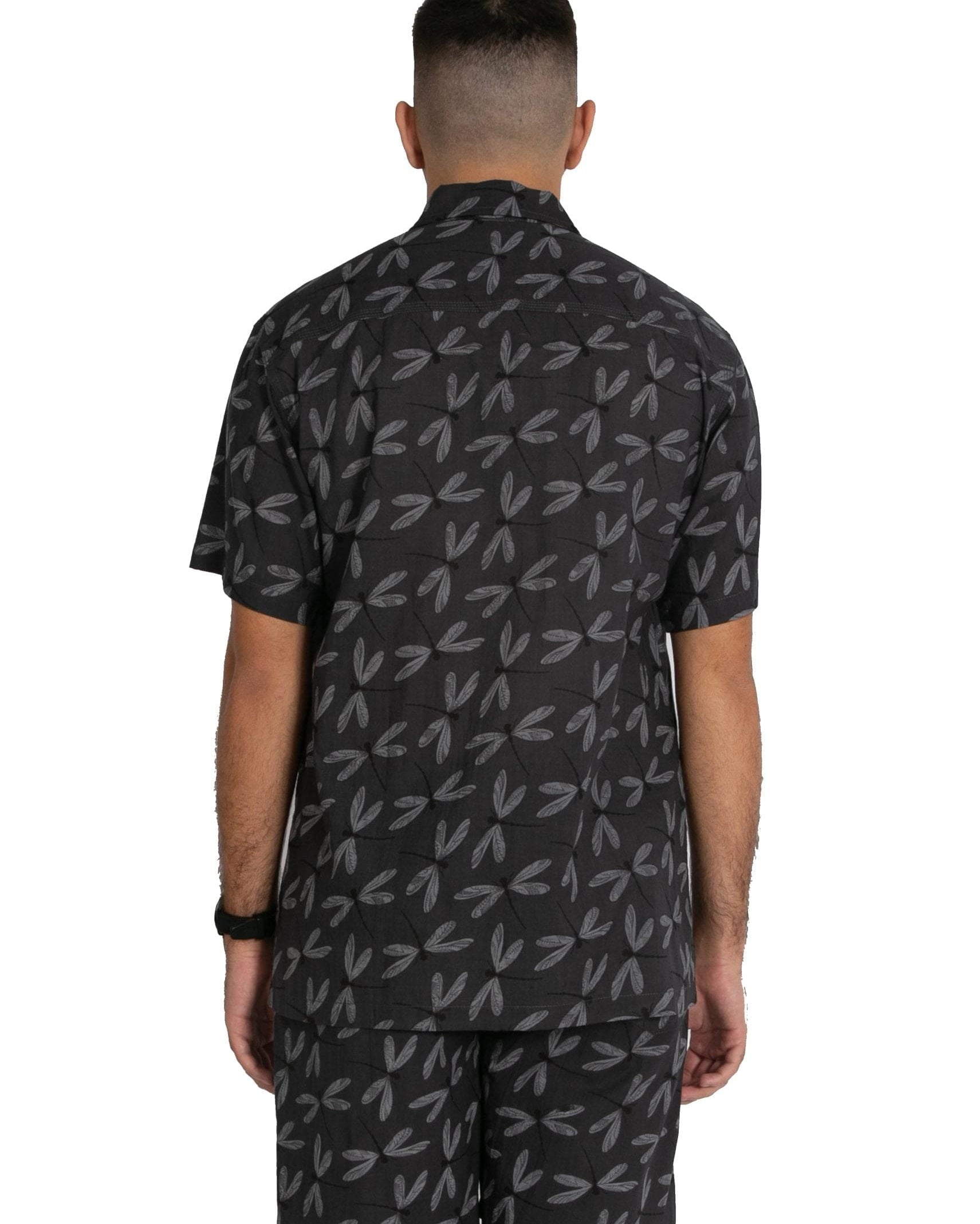 OM Designs Men's Cotton Shirt - Dragonfly Grey Splash Swimwear Mens