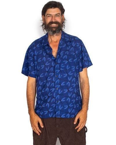 OM Designs Mens Shirt Men's Cotton Shirt - Midnight Dragonfly