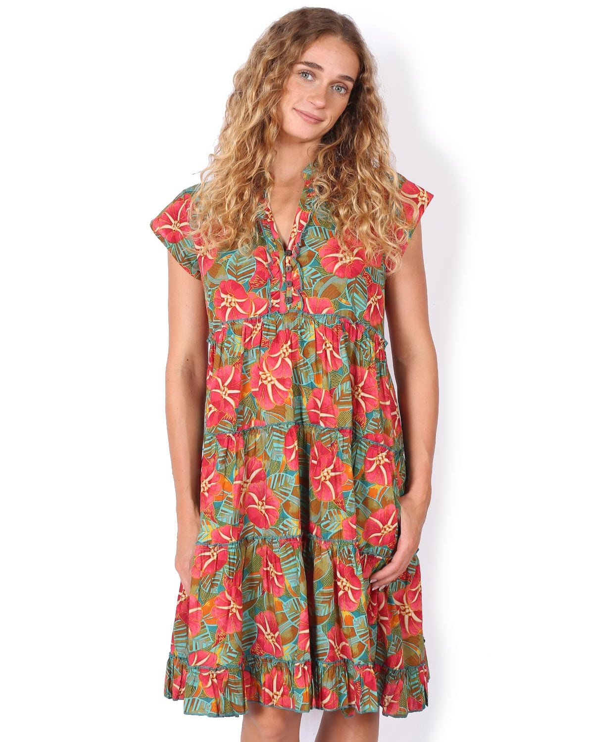OM Designs OM Design Amore Dress - Hibiscus OM Design Amore Dress - Abstract Blue Splash Swimwear Dresses
