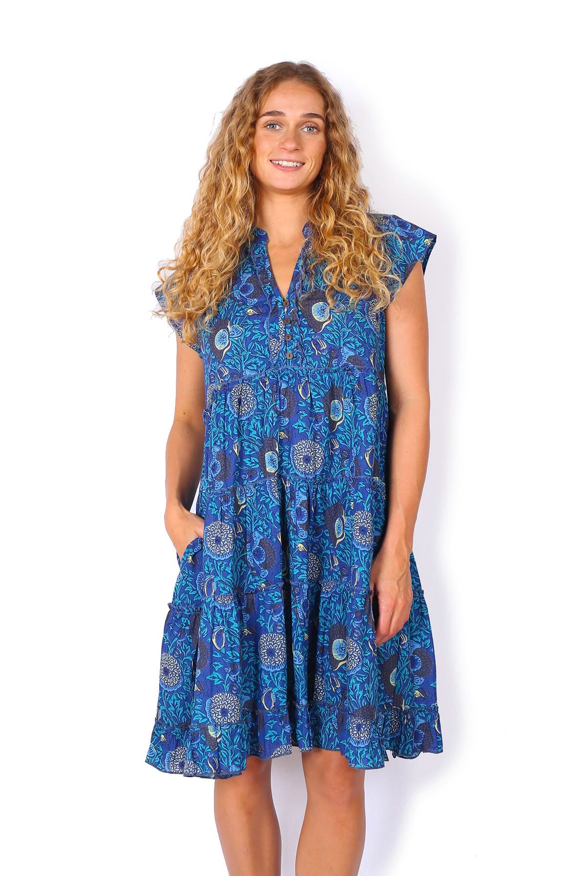 OM Designs OM Design Amore Dress - Secret Garden Blue OM Design Amore Dress - Abstract Blue Splash Swimwear Dresses