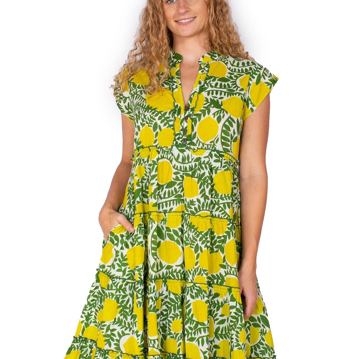 OM Designs OM Design Amore Dress - Zesty Lemons OM Design Amore Dress - Zesty Lemons Splash Swimwear Womens Clothing