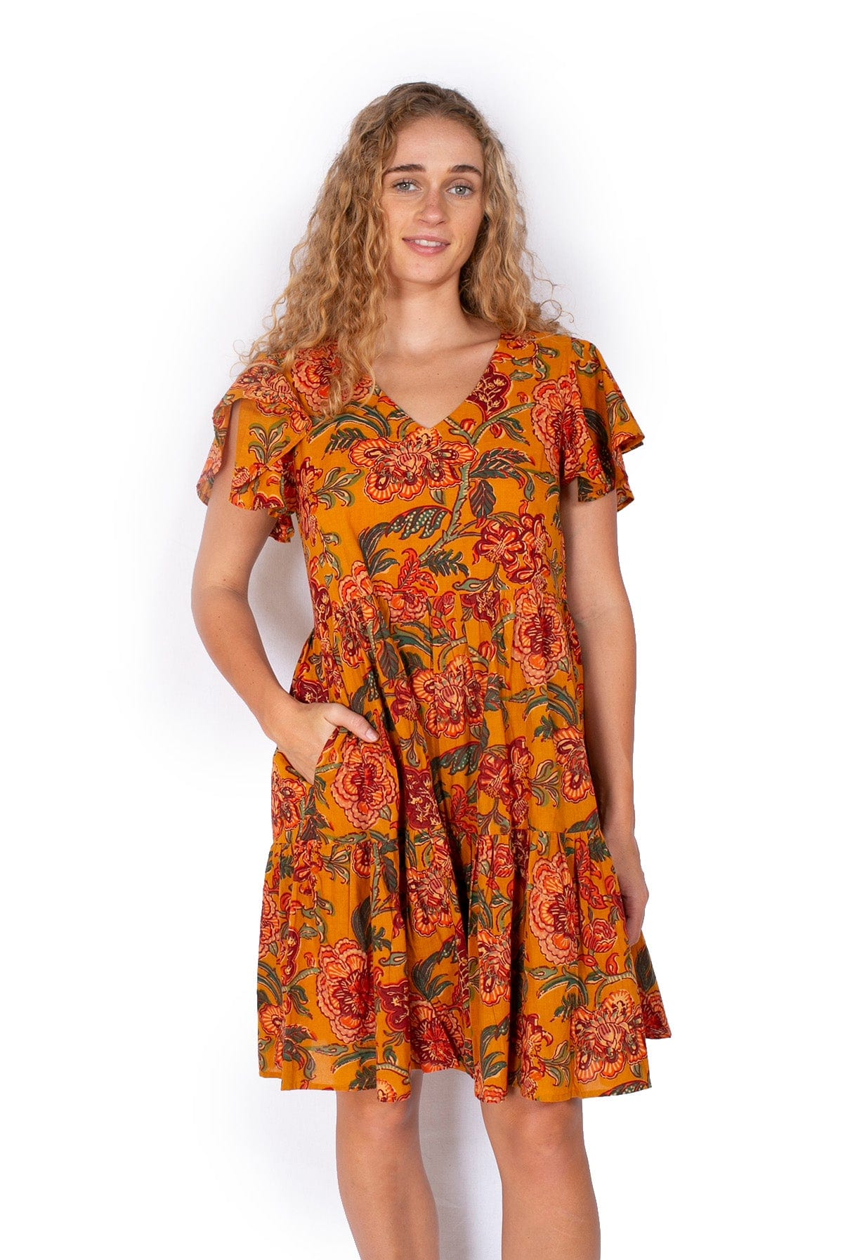 OM Designs OM Design Ava Dress - Mustard Dreams OM Design Ava Dress - Mustard Dreams Splash Swimwear Womens Clothing