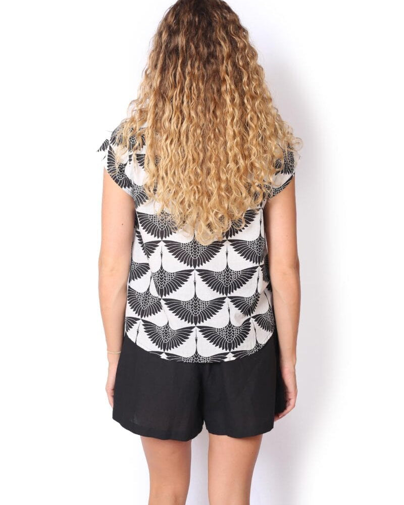 OM Designs OM Design Chloe Top - Brolga Silhouette OM Design Chloe Top - Abstract Blue Splash Swimwear Womens Clothing