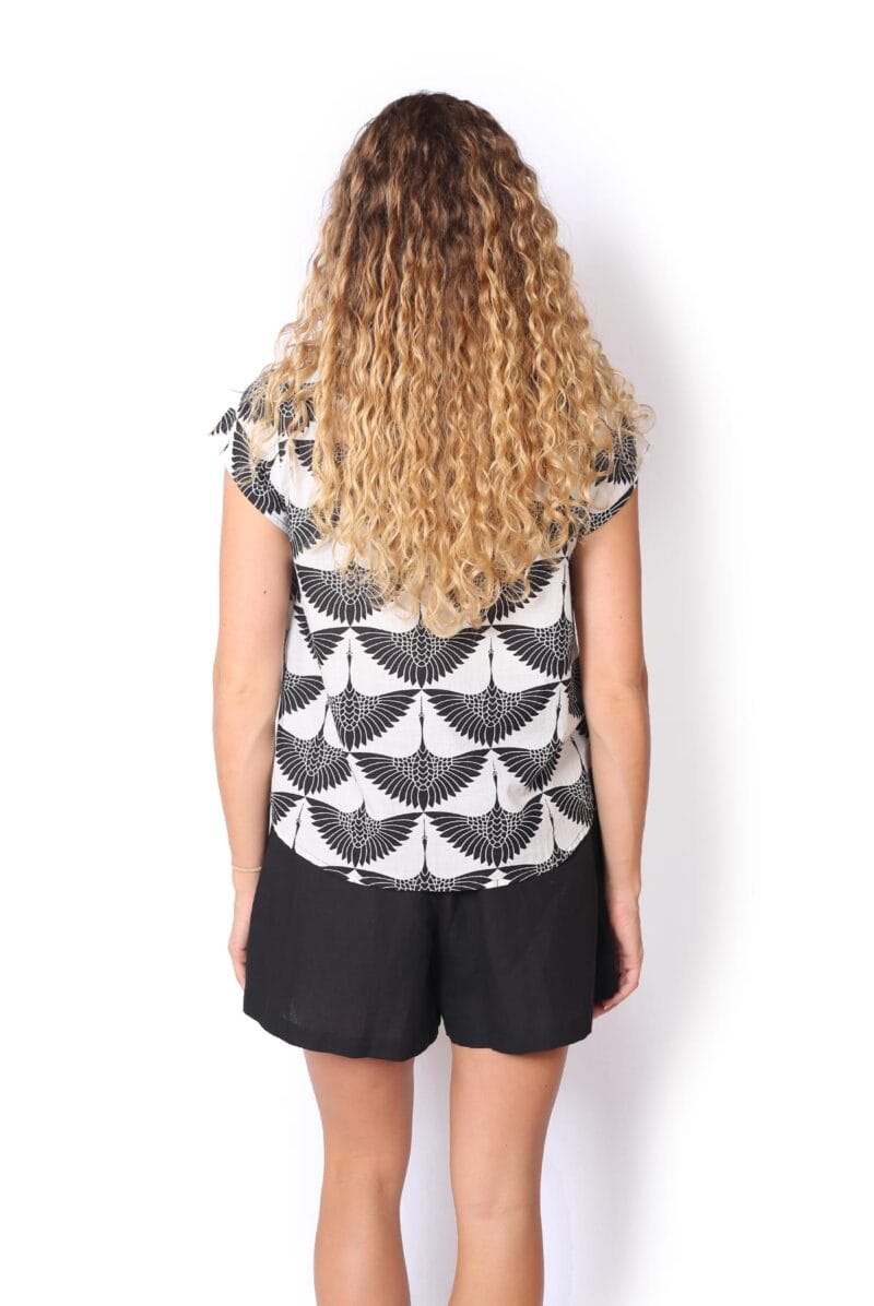 OM Designs OM Design Chloe Top - Brolga Silhouette OM Design Chloe Top - Abstract Blue Splash Swimwear Womens Clothing