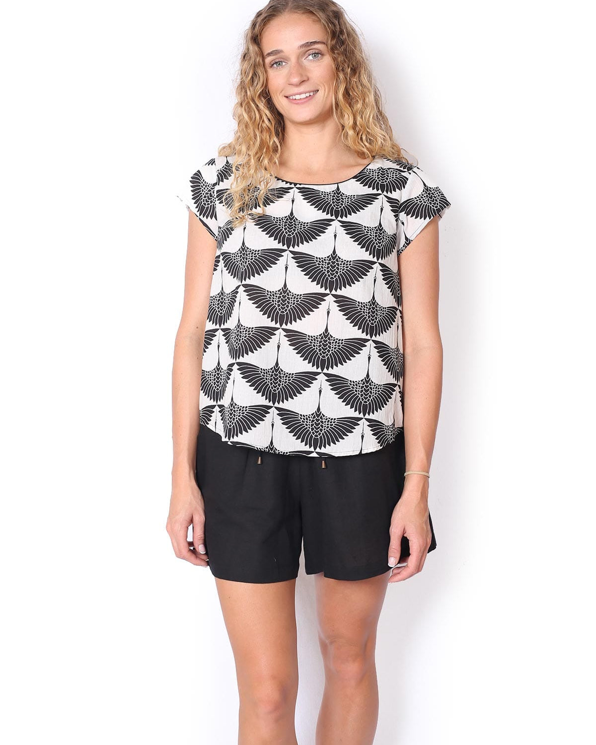 OM Designs OM Design Chloe Top - Brolga Silhouette OM Design Chloe Top - Abstract Blue Splash Swimwear Womens Clothing