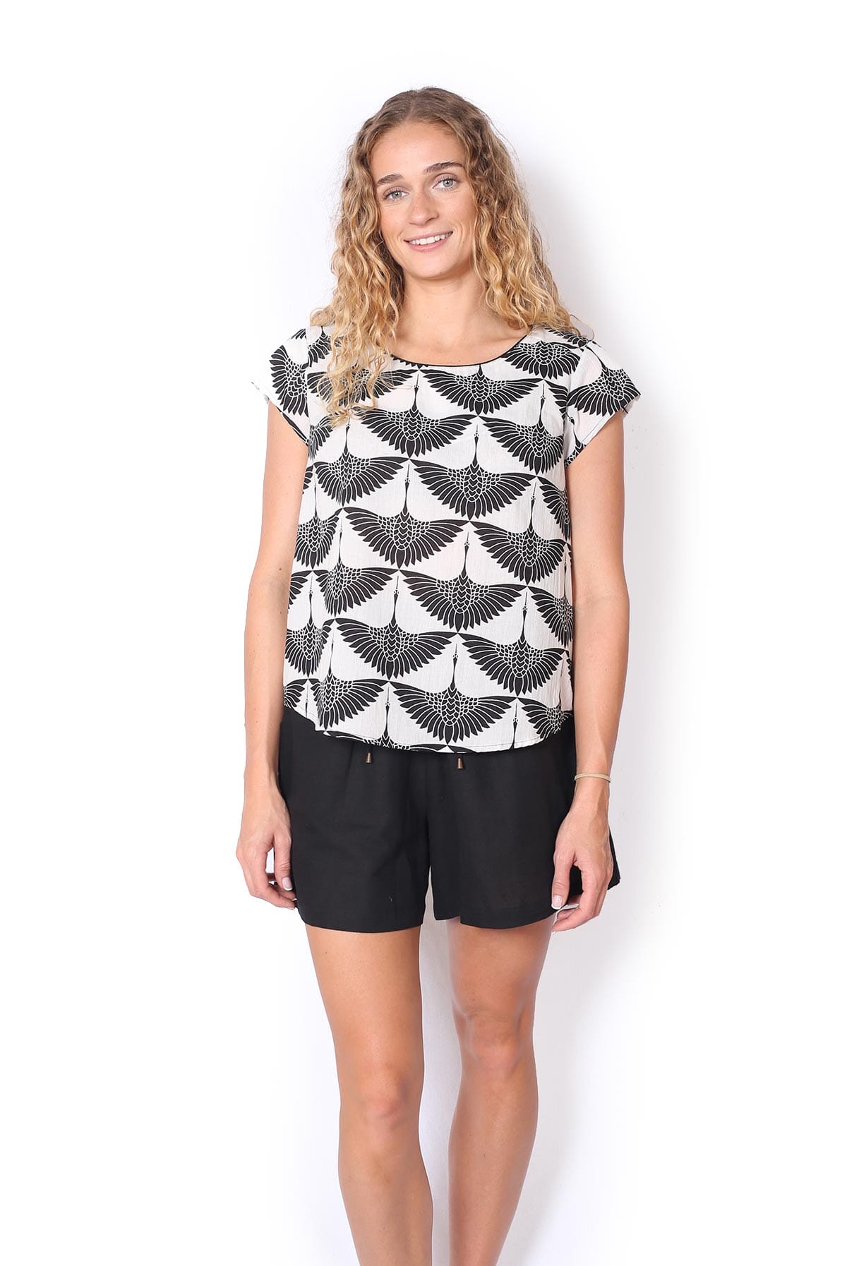OM Designs OM Design Chloe Top - Brolga Silhouette OM Design Chloe Top - Abstract Blue Splash Swimwear Womens Clothing