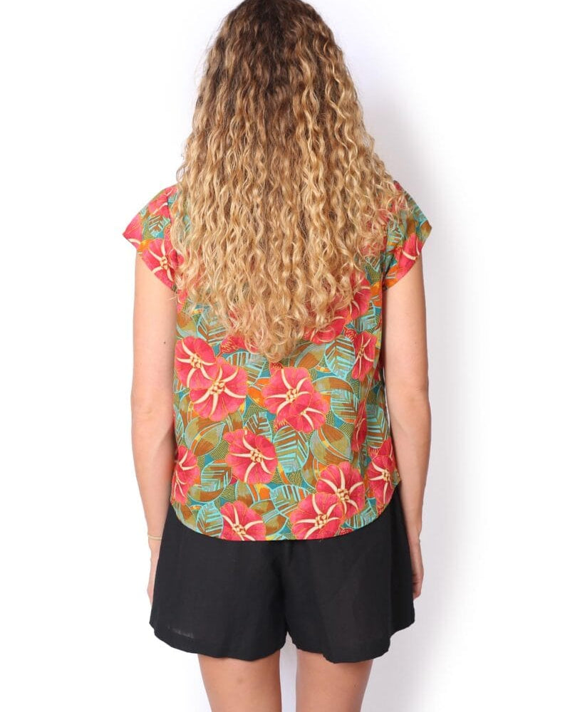 OM Designs OM Design Chloe Top - Hibiscus OM Design Chloe Top - Abstract Blue Splash Swimwear Womens Clothing