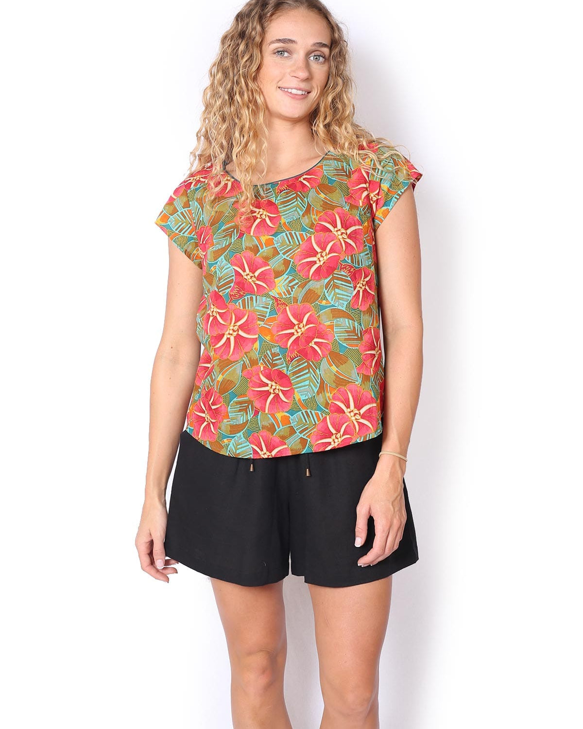 OM Designs OM Design Chloe Top - Hibiscus OM Design Chloe Top - Abstract Blue Splash Swimwear Womens Clothing