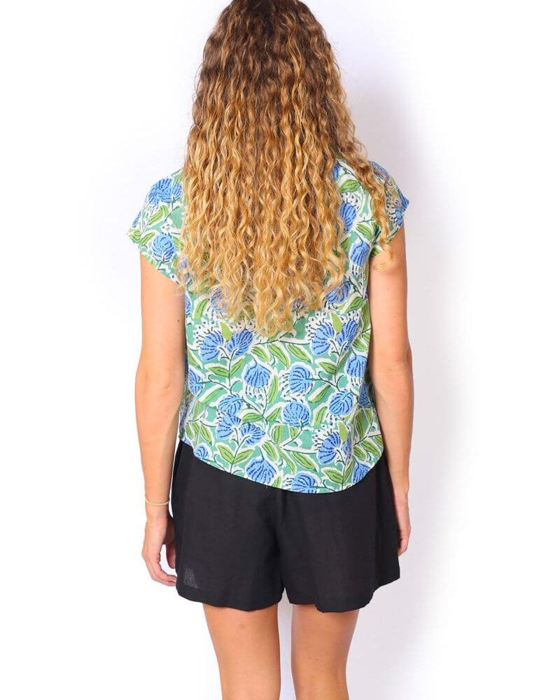 OM Designs OM Design Chloe Top - Pom Pom Blue OM Design Chloe Top - Abstract Blue Splash Swimwear Womens Clothing