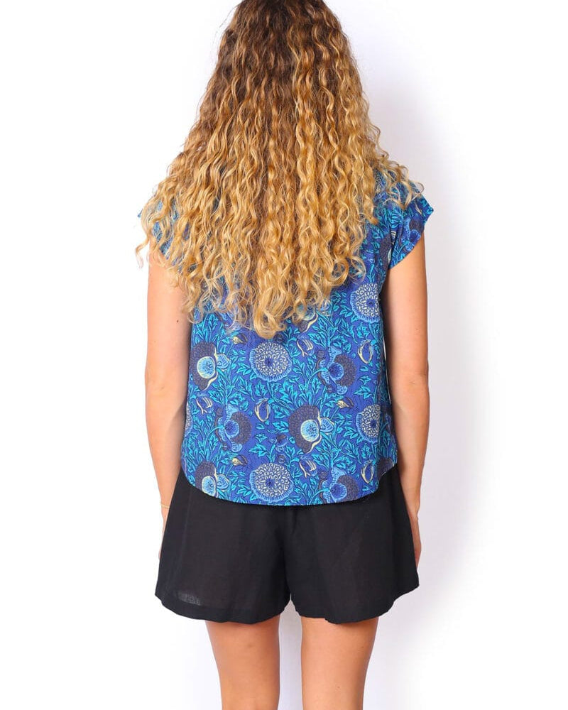 OM Designs OM Design Chloe Top - Secret Garden Blue OM Design Chloe Top - Abstract Blue Splash Swimwear Womens Clothing