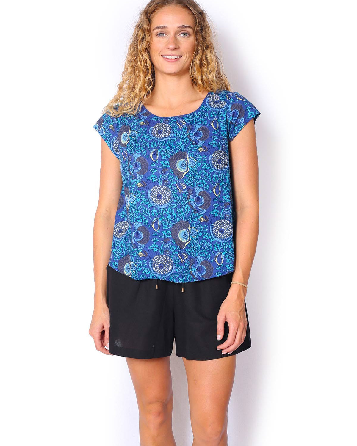 OM Designs OM Design Chloe Top - Secret Garden Blue OM Design Chloe Top - Abstract Blue Splash Swimwear Womens Clothing