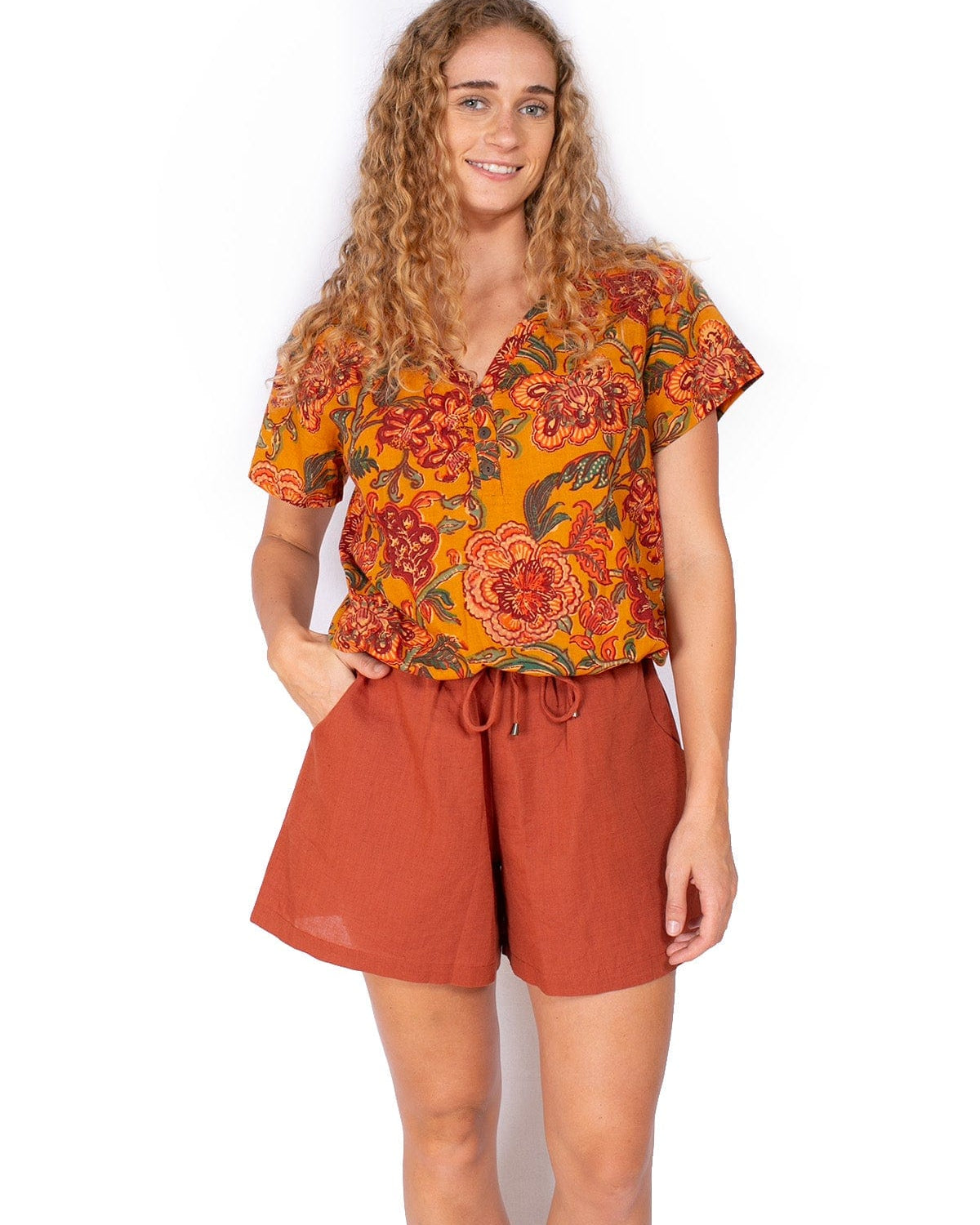 OM Designs Om Design Eloise Top - Mustard Dreams Om Design Eloise Top - Mustard Dreams Splash Swimwear Womens Clothing