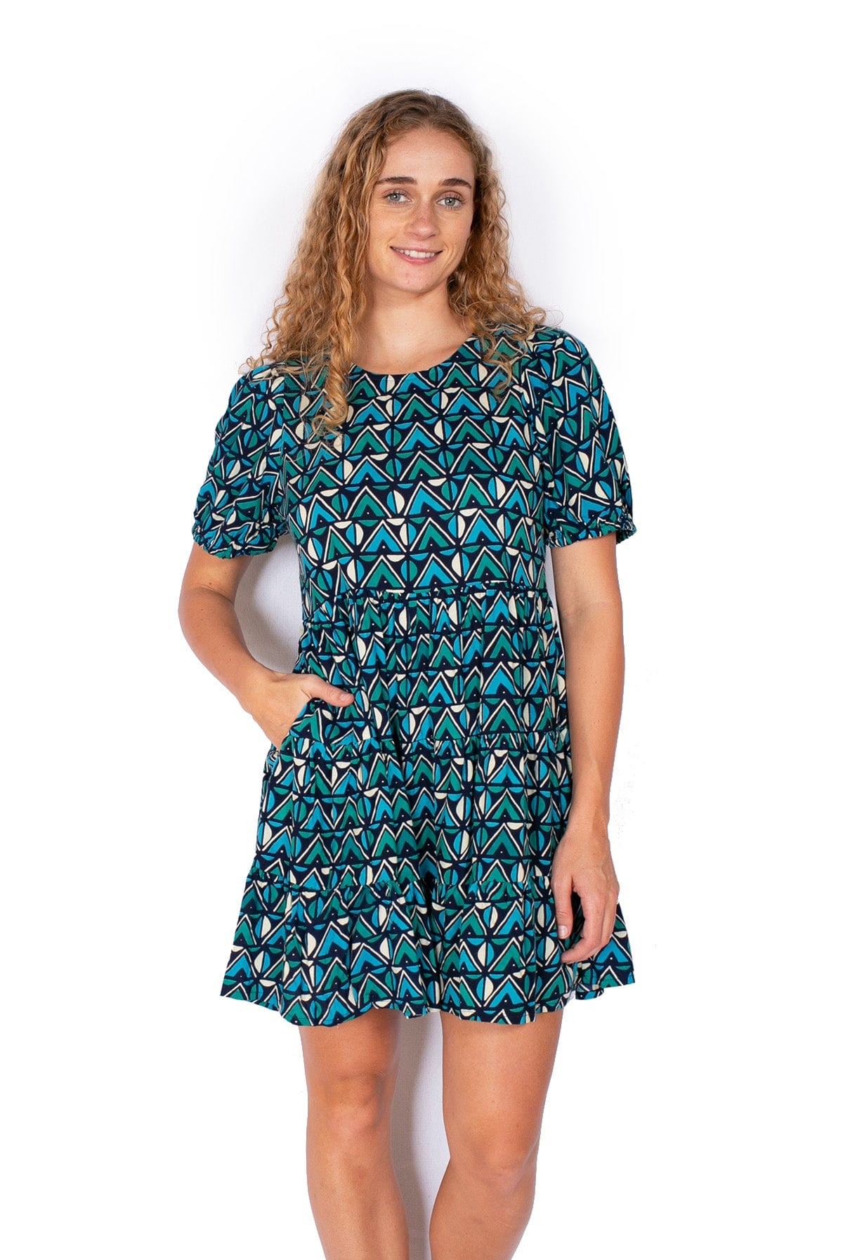 OM Designs OM Design Manali Dress (Short) - Pyramids Blue OM Design Manali Dress (Short) - Pyramids Blue Splash Swimwear Womens Clothing