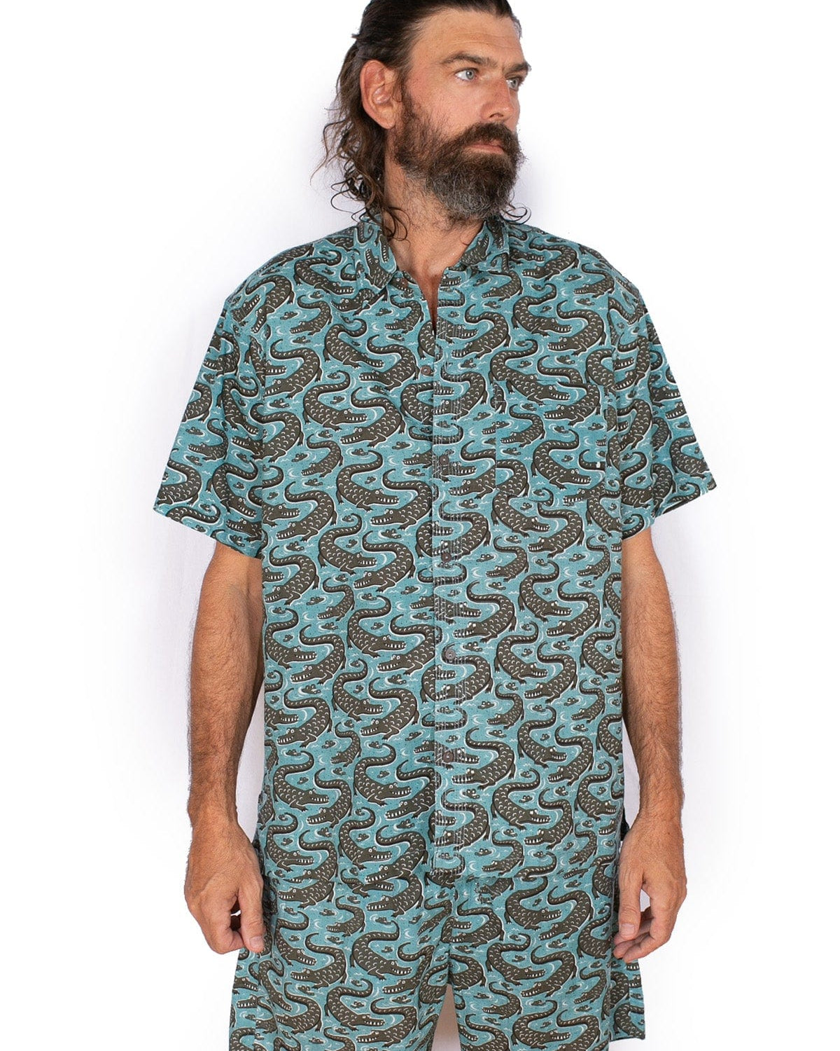 OM Designs Om Design Mens Shirt - Blue Crocs Om Design Mens Shirt - Blue Crocs Splash Swimwear Womens Clothing