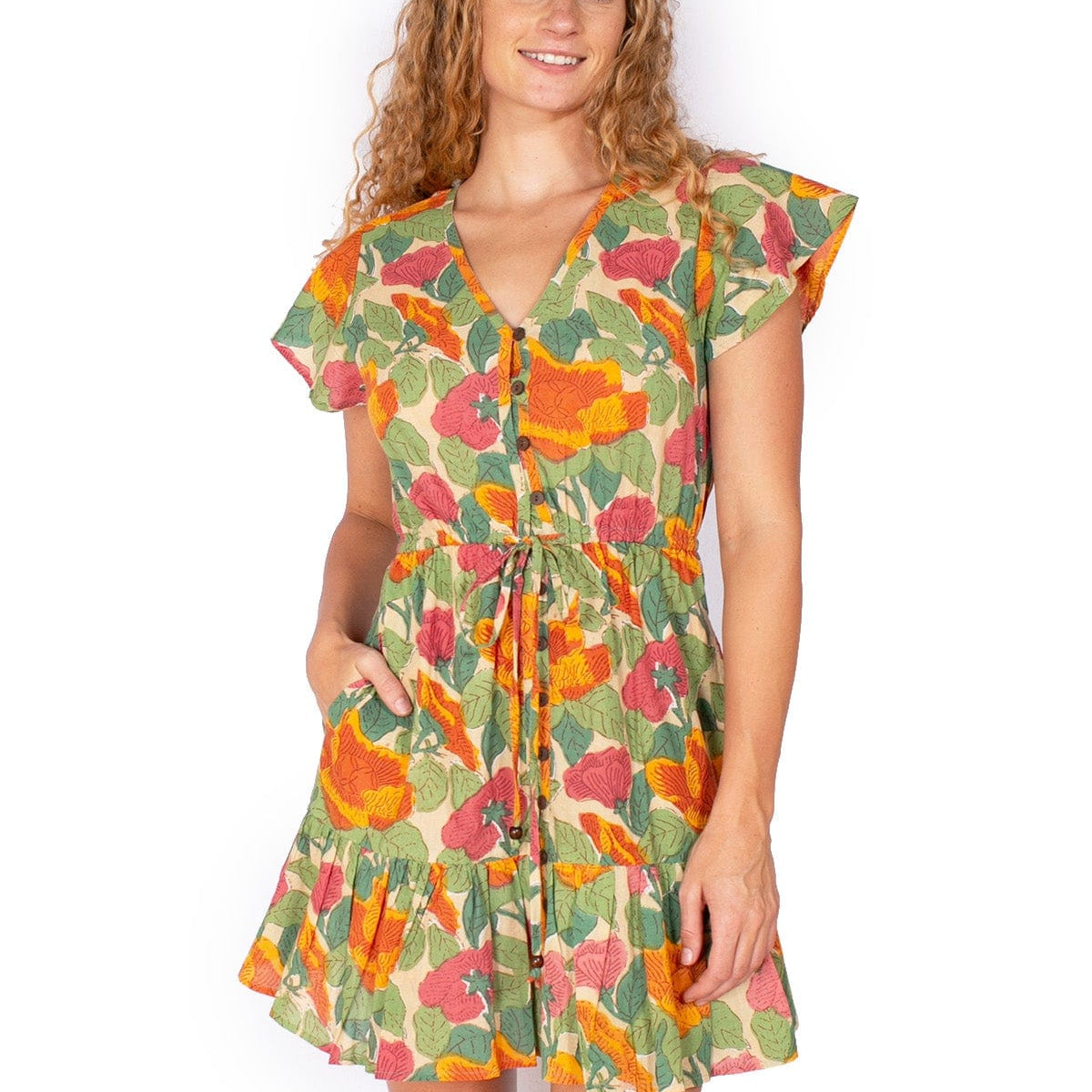 OM Designs Om Design New Laure Dress - Watercolour Garden Om Design New Laure Dress - Watercolour Garden Splash Swimwear Womens Clothing