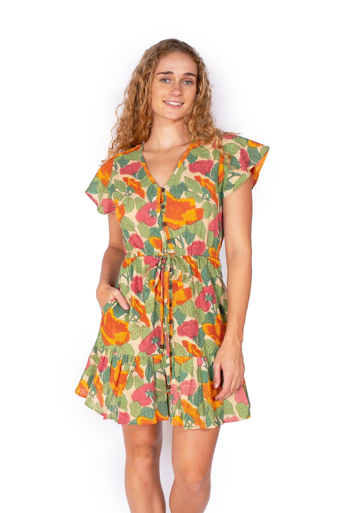 OM Designs Om Design New Laure Dress - Watercolour Garden Om Design New Laure Dress - Watercolour Garden Splash Swimwear Womens Clothing