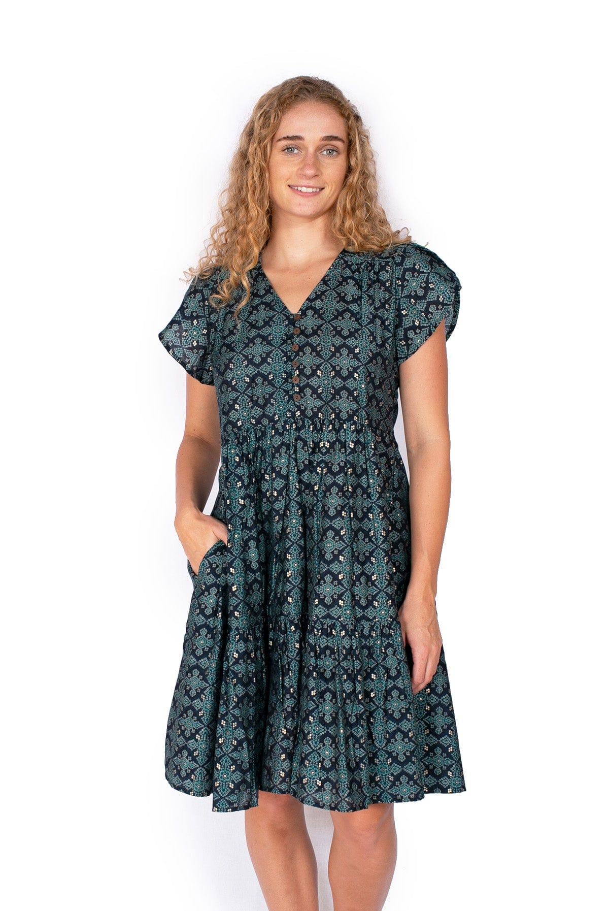 OM Designs Om Design Sasha Dress -Diamond Gold Om Design Sasha Dress -Diamond Gold Splash Swimwear Womens Clothing