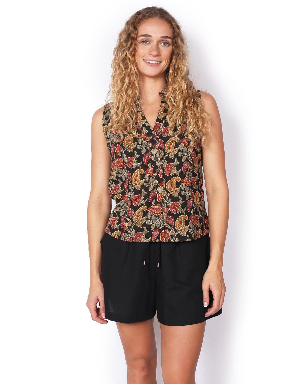 OM Designs OM Design Zoe Top - Black Garden OM Design Zoe Top - Orange Garden Splash Swimwear Womens Clothing