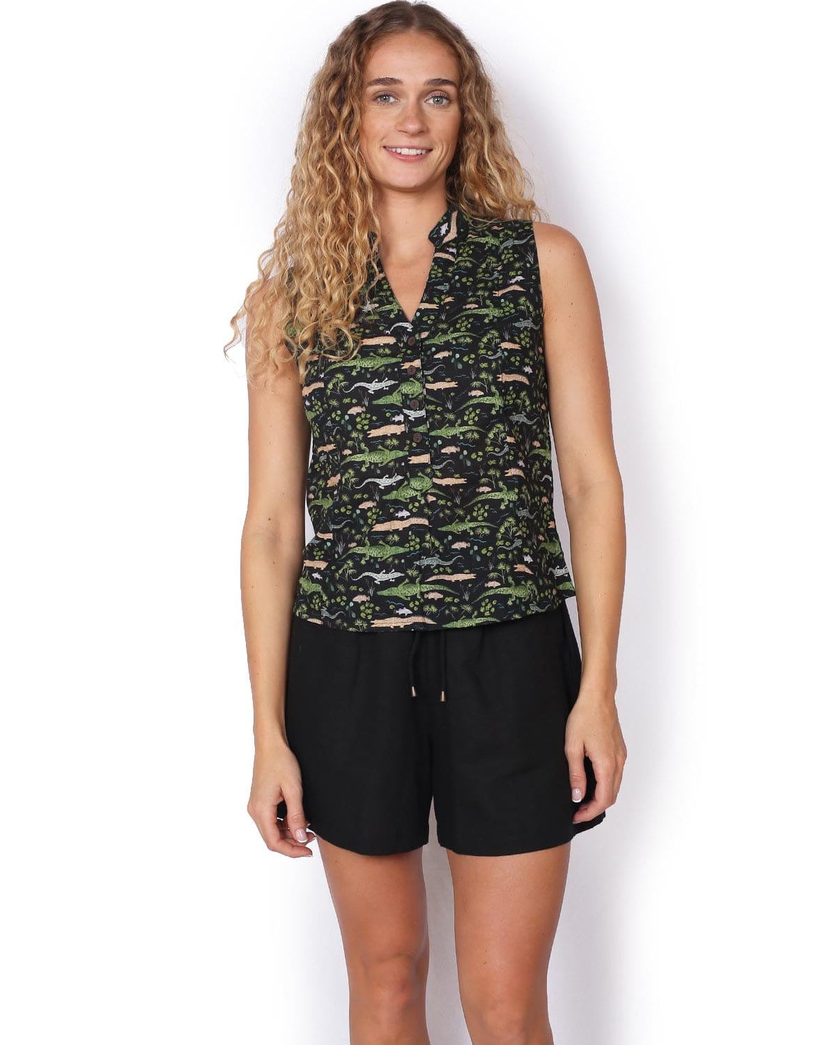 OM Designs OM Design Zoe Top - Brooke's Crocs Black OM Design Zoe Top - Orange Garden Splash Swimwear Womens Clothing