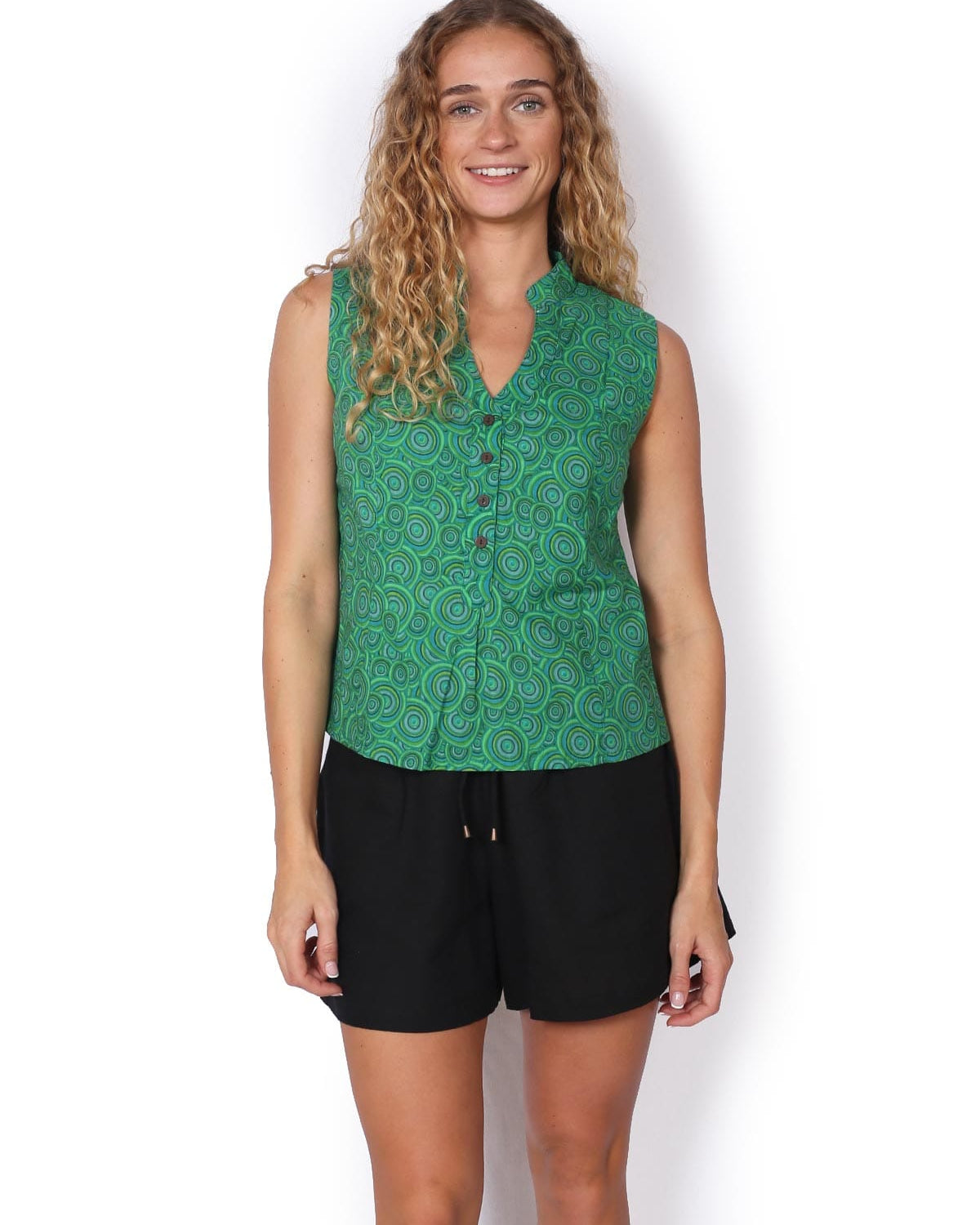 OM Designs OM Design Zoe Top - Spiral Green OM Design Zoe Top - Orange Garden Splash Swimwear Womens Clothing