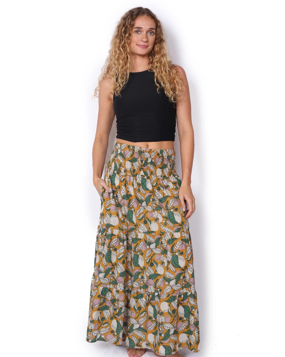 OM Designs OM Designs Durga Maxi Skirt - Mustard Devine OM Designs Durga Maxi Skirt - Mustard Devine Splash Swimwear Skirt