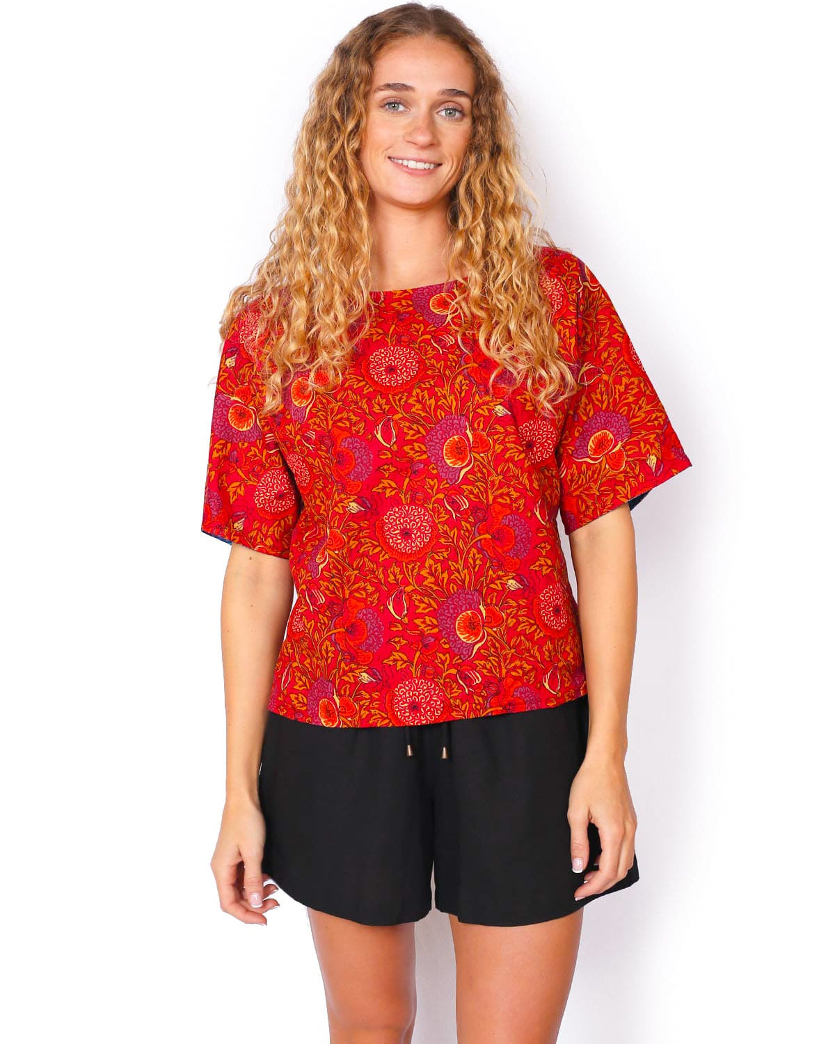 OM Designs OM Designs Jaydee Reversible Top - Secret Garden Blue OM Designs Jaydee Reversible Top - Abstract Black / Abstract Blue Splash Swimwear Tops