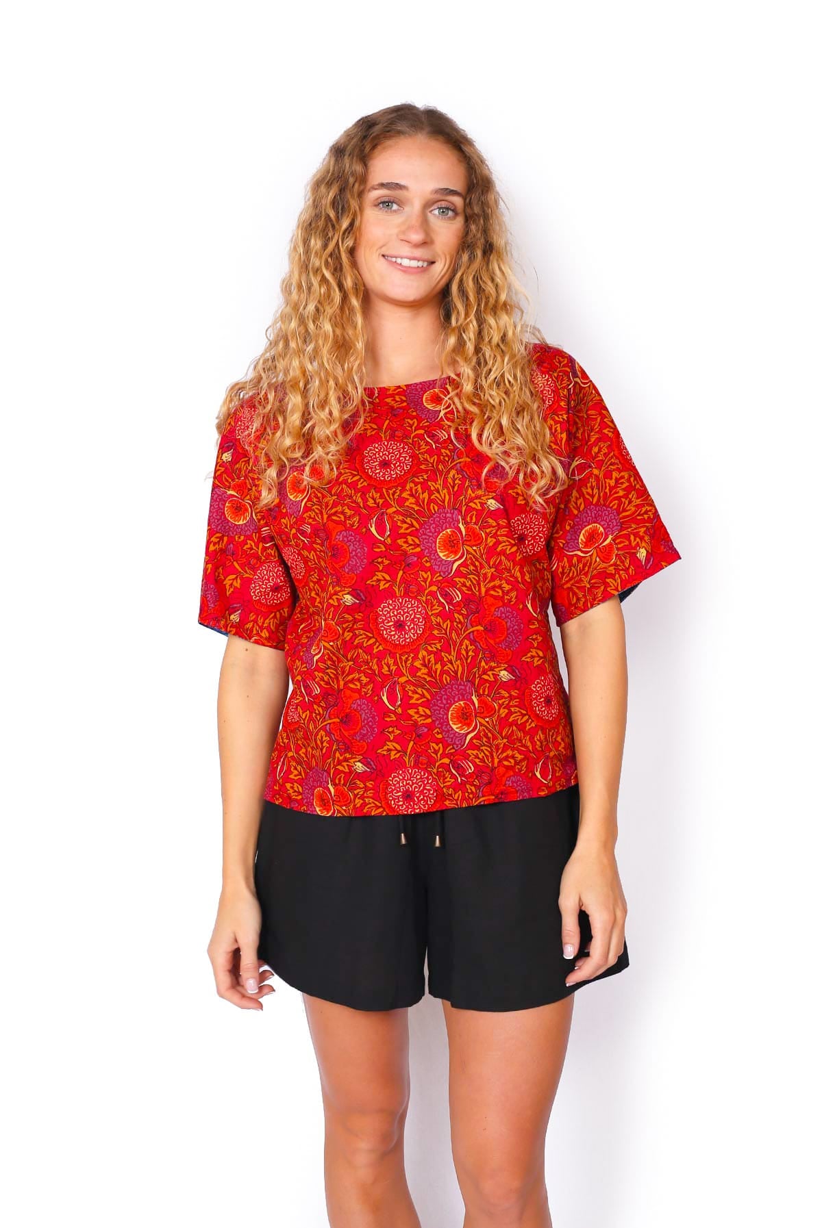 OM Designs OM Designs Jaydee Reversible Top - Secret Garden Blue OM Designs Jaydee Reversible Top - Abstract Black / Abstract Blue Splash Swimwear Tops