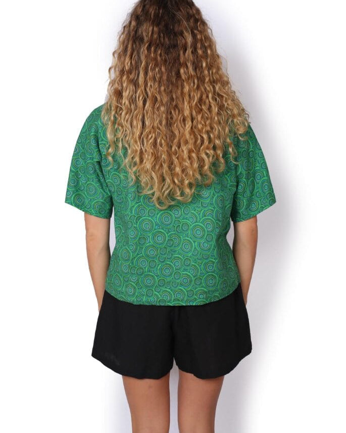 OM Designs OM Designs Jaydee Reversible Top - Thar Desert/ Spiral Green OM Designs Jaydee Reversible Top - Abstract Black / Abstract Blue Splash Swimwear Tops
