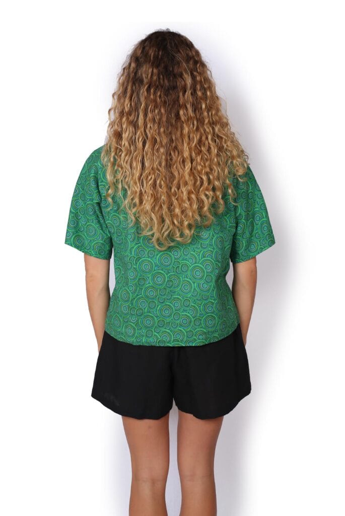 OM Designs OM Designs Jaydee Reversible Top - Thar Desert/ Spiral Green OM Designs Jaydee Reversible Top - Abstract Black / Abstract Blue Splash Swimwear Tops