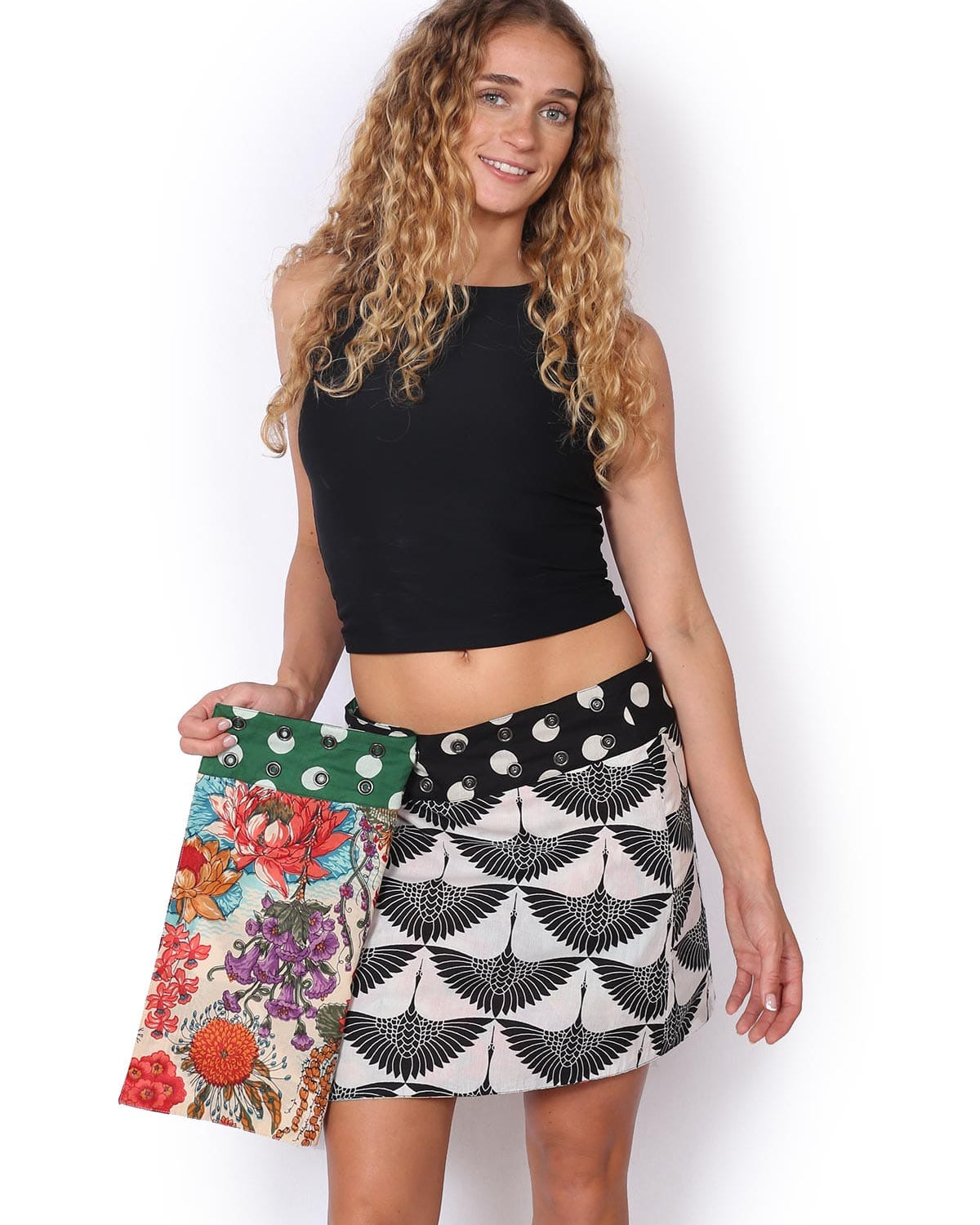 OM Designs OM Designs Liti Reversible Skirt - Mimi San Bird/Brolga Silhouette OM Designs Liti Reversible Skirt - Mimi San Bird/Brolga Silhouette Splash Swimwear Skirt O/S 1000030827